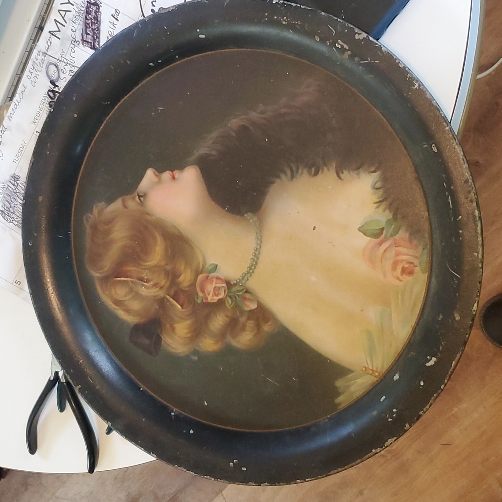 Nice Victorian heavy tray may be reproduction from 50s or 60s?? Not sure of age